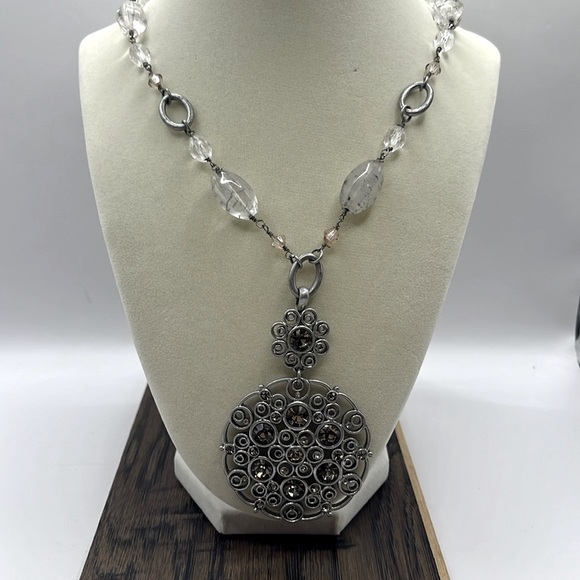Lia Sophia Matte Silver Tone with large removable pendant Oversized - Picture 1 of 12